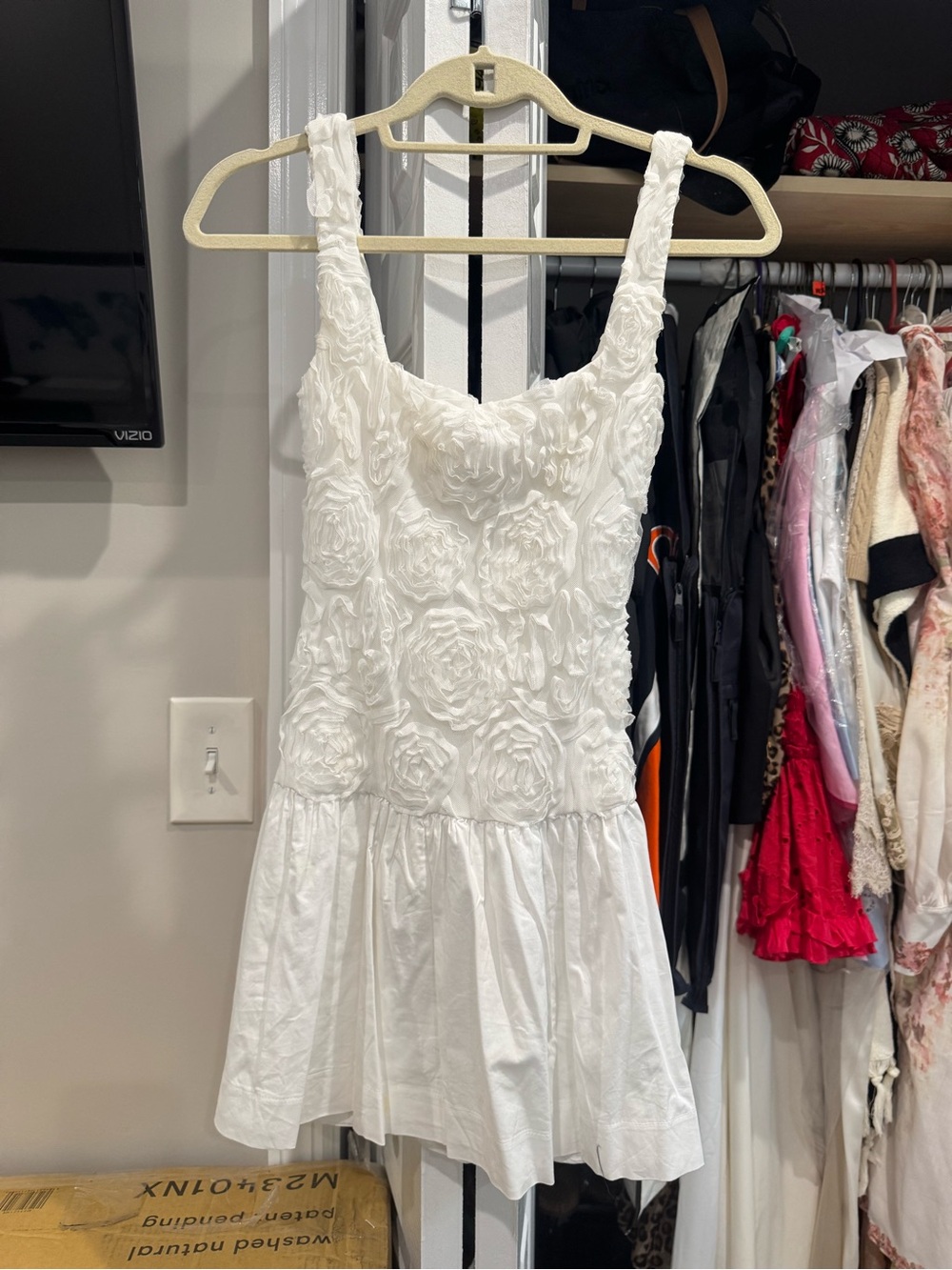 Show Me Your Mumu White Floral Appliqué Mini Dress